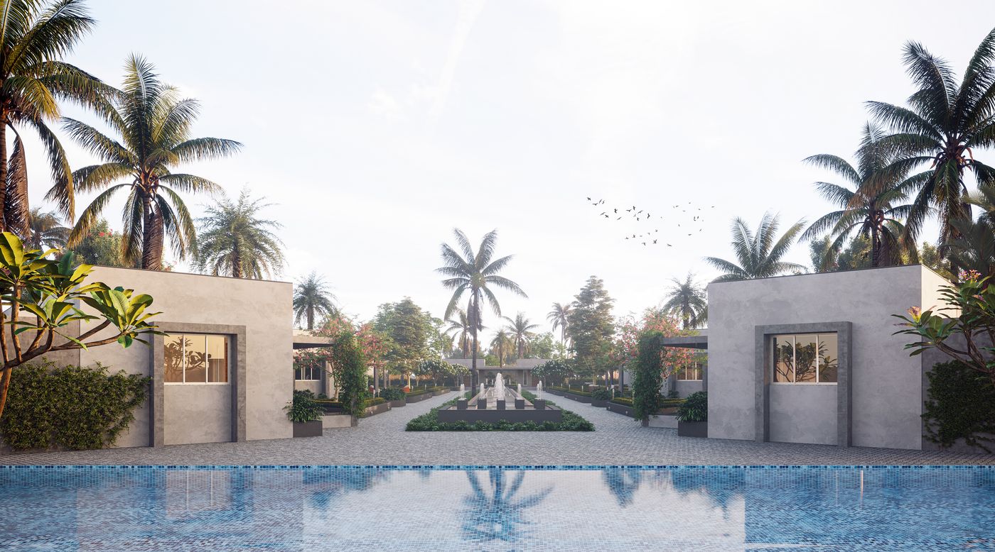 Private cottages beside the pool